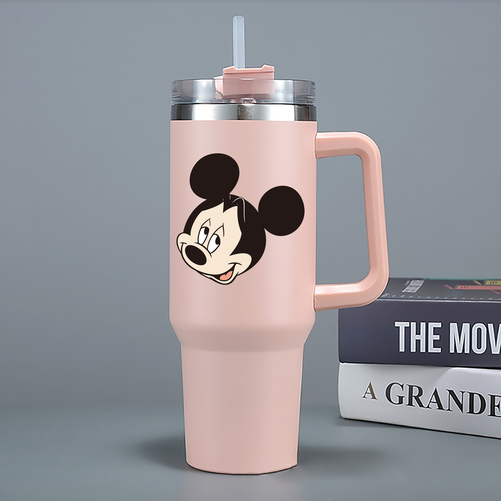 （画像用） ミッキーマウス Mickey Mouse 1200mL車用タンブラー - クリスタルステッカー（プラスチックストロー付き）